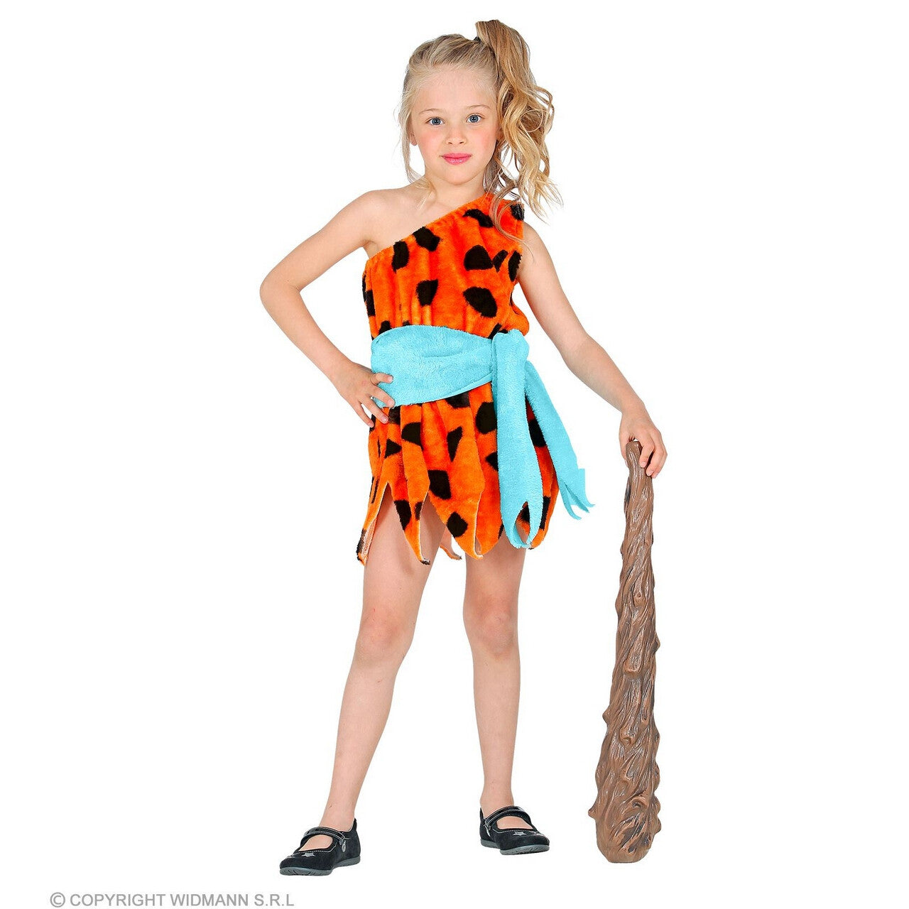 Op deze afbeelding zie je een Kostuums, van het merk Widmann. Pebbles Flinsteen Meisje Kostuum