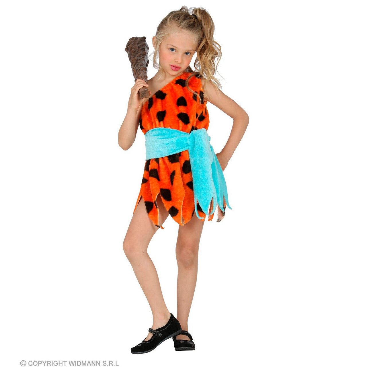 Op deze afbeelding zie je een Kostuums, van het merk Widmann. Pebbles Flinsteen Meisje Kostuum
