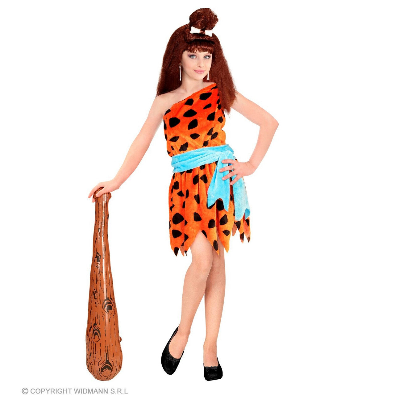 Op deze afbeelding zie je een Kostuums, van het merk Widmann. Pebbles Flinsteen Meisje Kostuum
