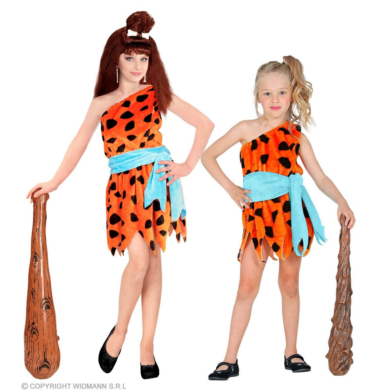 Op deze afbeelding zie je een Kostuums, van het merk Widmann. Pebbles Flinsteen Meisje Kostuum