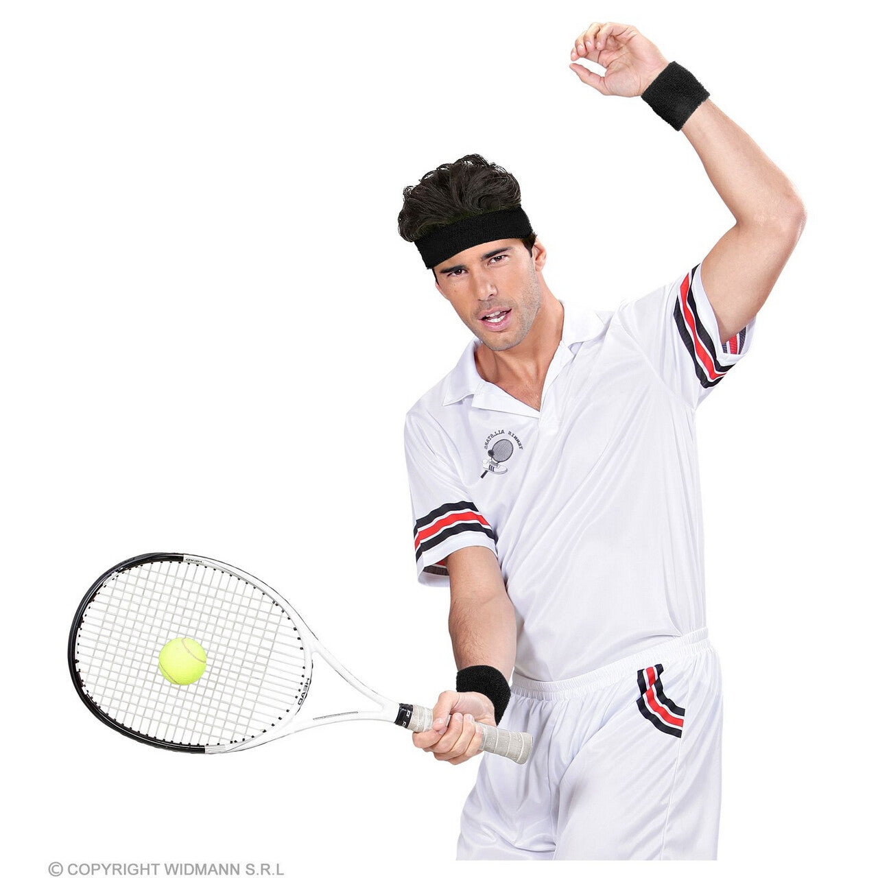 Op deze afbeelding zie je een Accessoires, van het merk Widmann. Zweetband Sport Set, Zwart