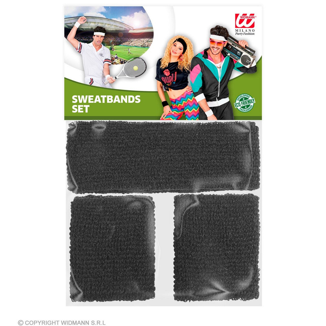 Op deze afbeelding zie je een Accessoires, van het merk Widmann. Zweetband Sport Set, Zwart