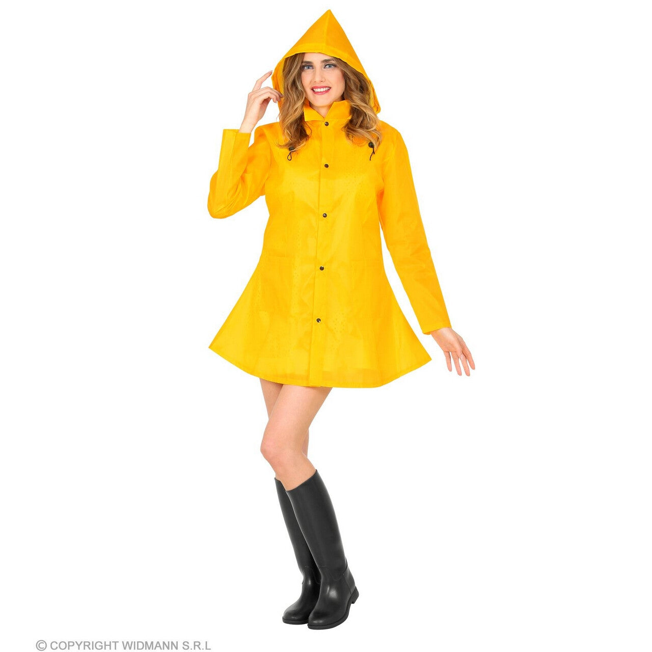 Op deze afbeelding zie je een Kostuums, van het merk Widmann. Tegen De Regen Jas Geel Georgina Vrouw