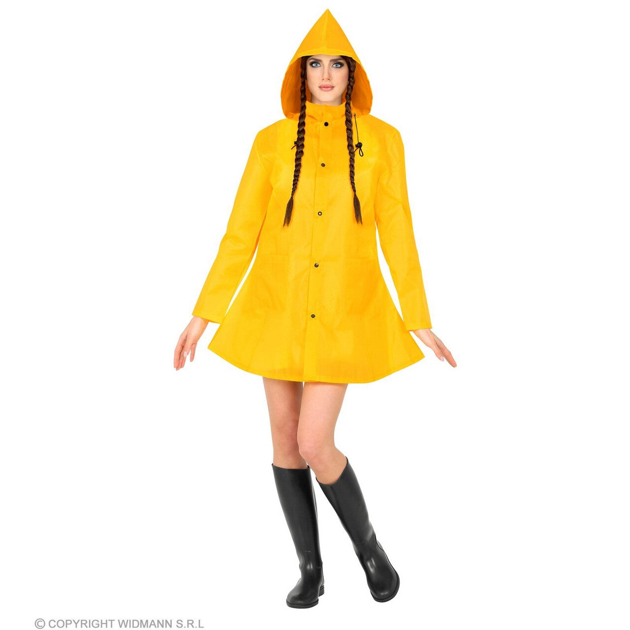 Op deze afbeelding zie je een Kostuums, van het merk Widmann. Tegen De Regen Jas Geel Georgina Vrouw
