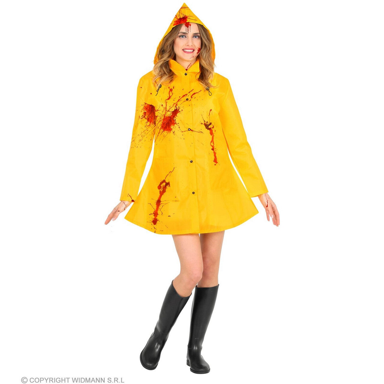 Op deze afbeelding zie je een Kostuums, van het merk Widmann. Tegen De Regen Jas Geel Georgina Vrouw