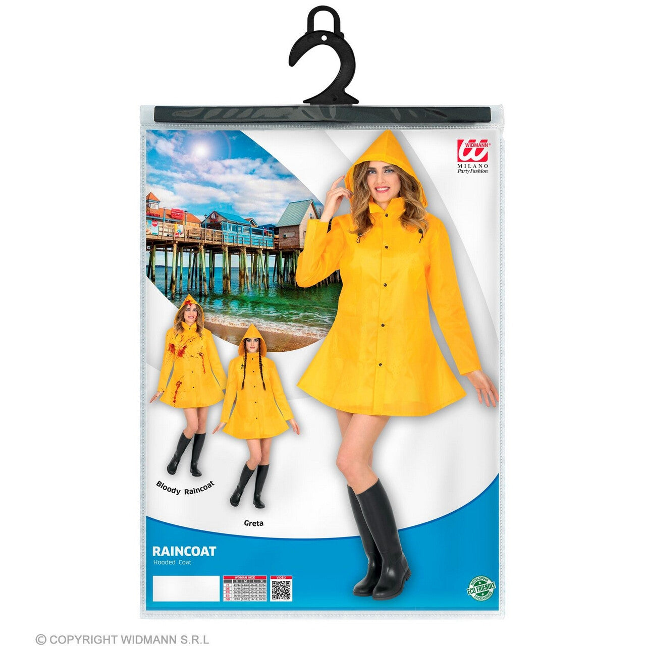 Op deze afbeelding zie je een Kostuums, van het merk Widmann. Tegen De Regen Jas Geel Georgina Vrouw