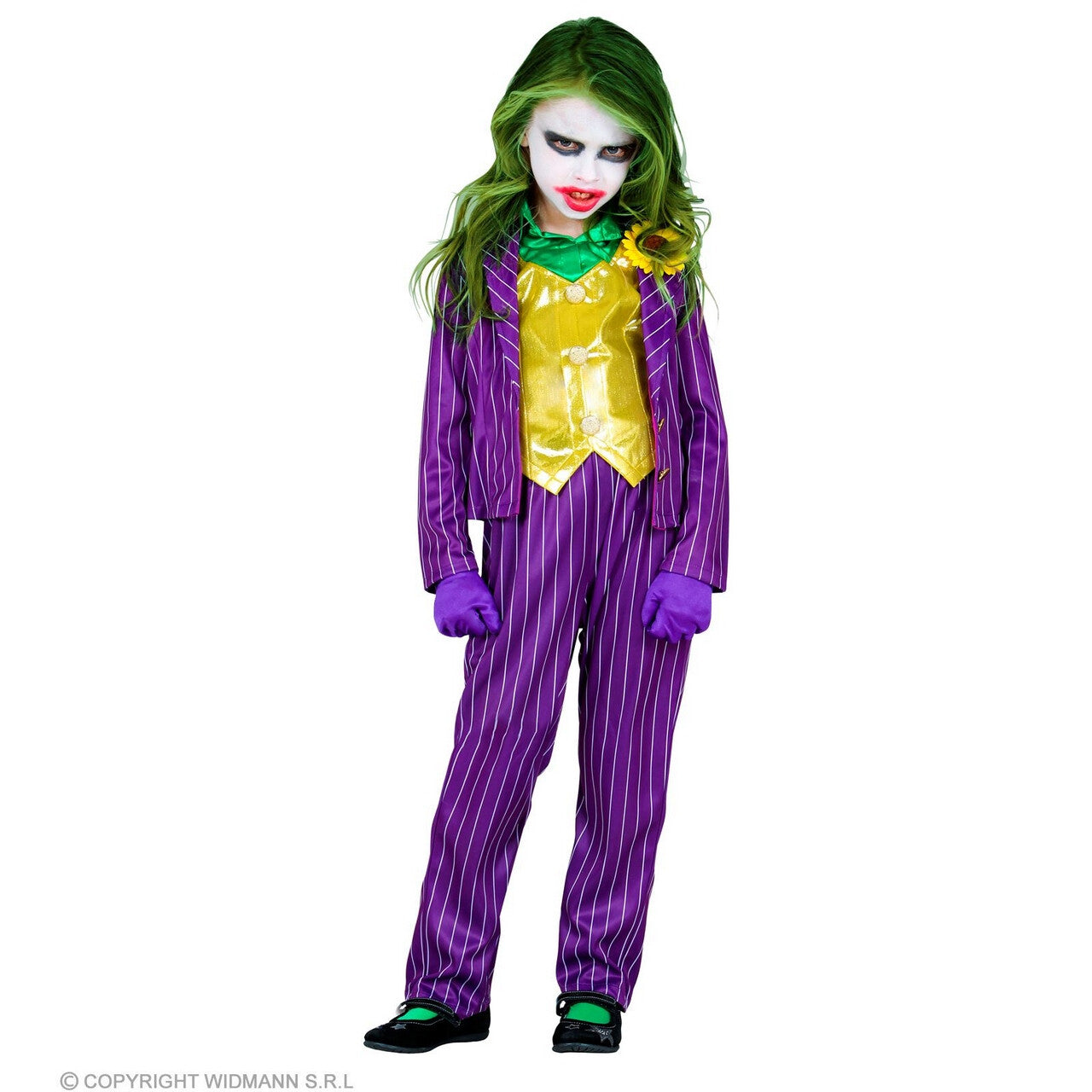 Op deze afbeelding zie je een Kostuums, van het merk Widmann. Plagerige Joker Joke Meisje Kostuum