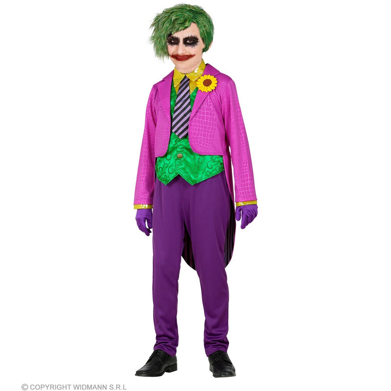Op deze afbeelding zie je een Kostuums, van het merk Widmann. Ondeugende Joker Junior Jongen Kostuum
