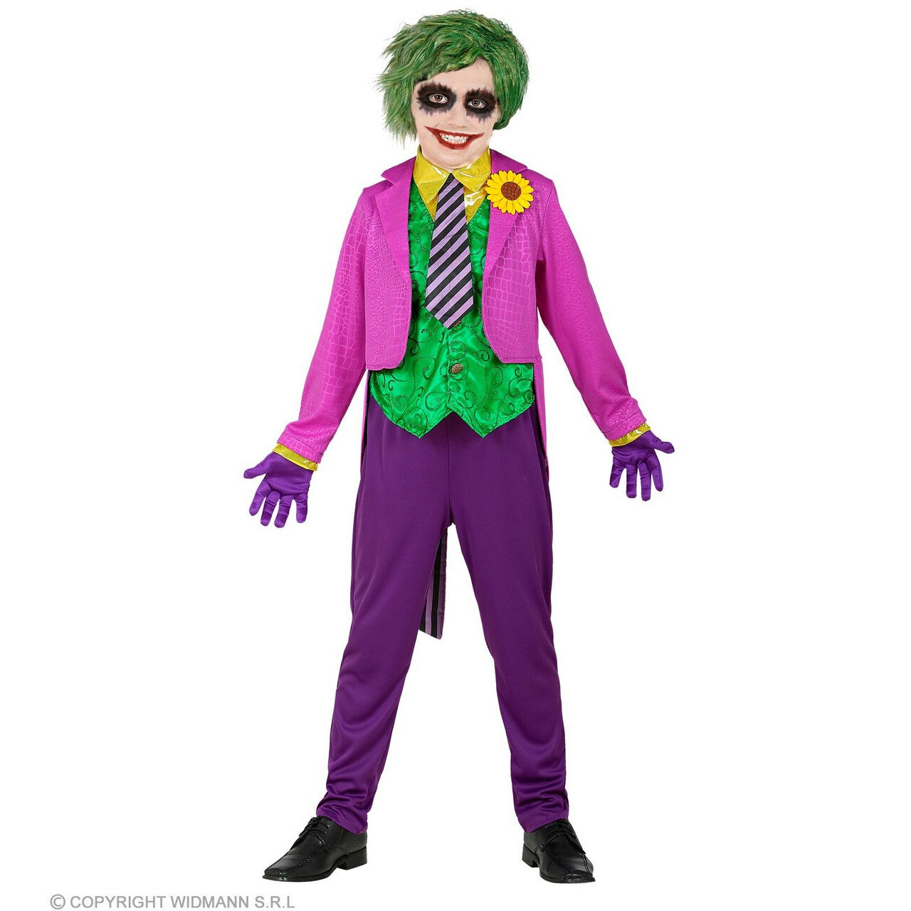 Op deze afbeelding zie je een Kostuums, van het merk Widmann. Ondeugende Joker Junior Jongen Kostuum