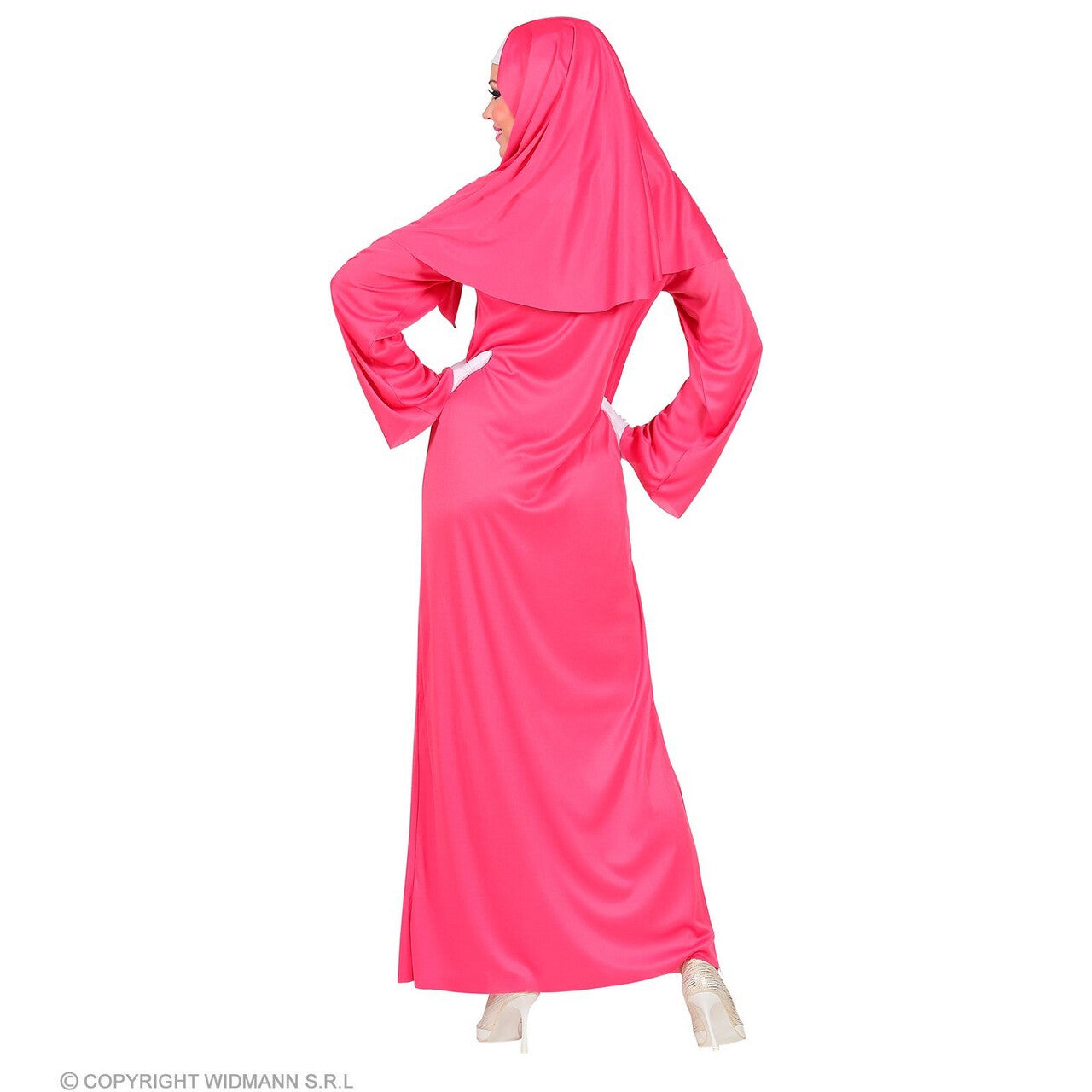 Op deze afbeelding zie je een Kostuums, van het merk Widmann. Hippe Spraakmakende Non Roze Vrouw Kostuum