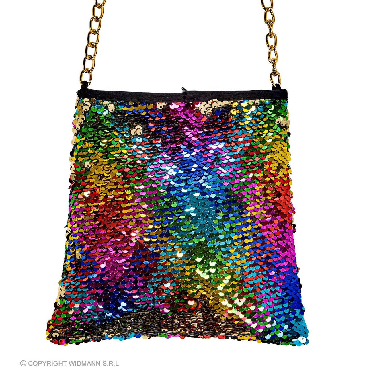 Op deze afbeelding zie je een Accessoires, van het merk Widmann. Omkeerbare Pailletten Tas Regenboog / Goud Sonja