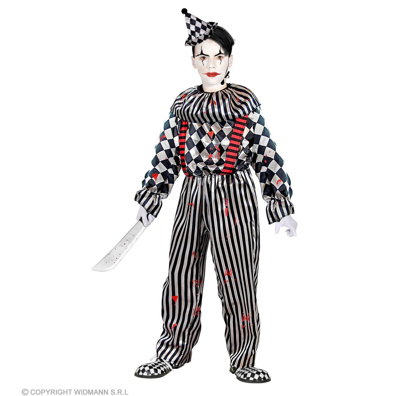Op deze afbeelding zie je een Kostuums, van het merk Widmann. Op Zoek Naar Bloed Enge Clown Kind Kostuum