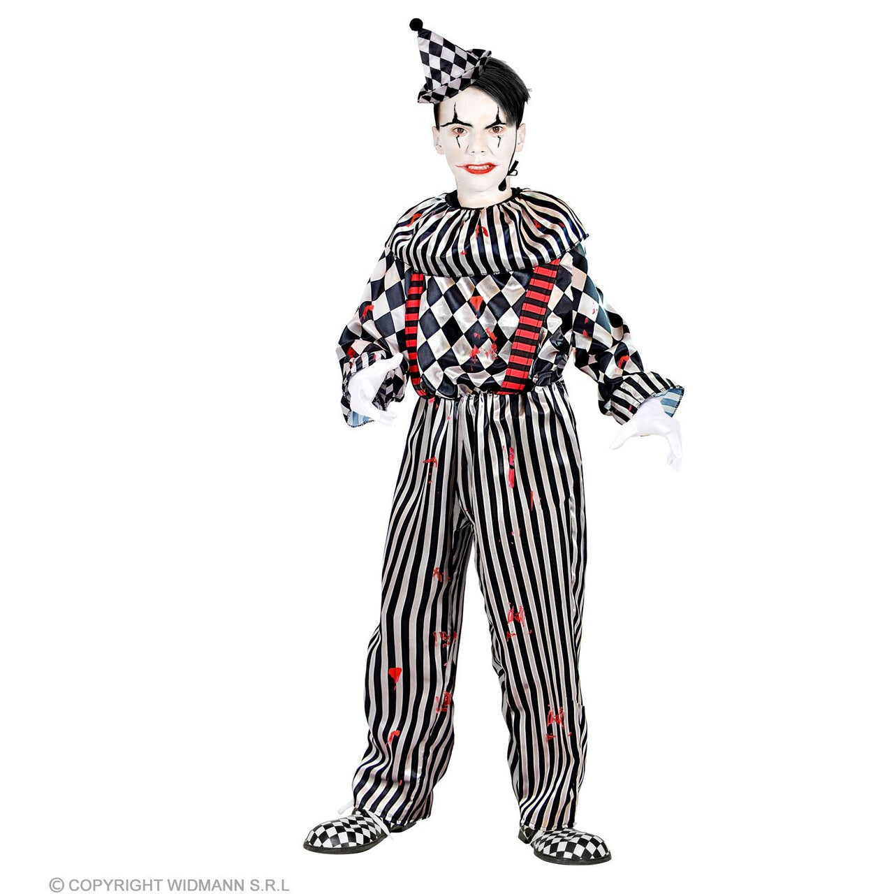 Op deze afbeelding zie je een Kostuums, van het merk Widmann. Op Zoek Naar Bloed Enge Clown Kind Kostuum