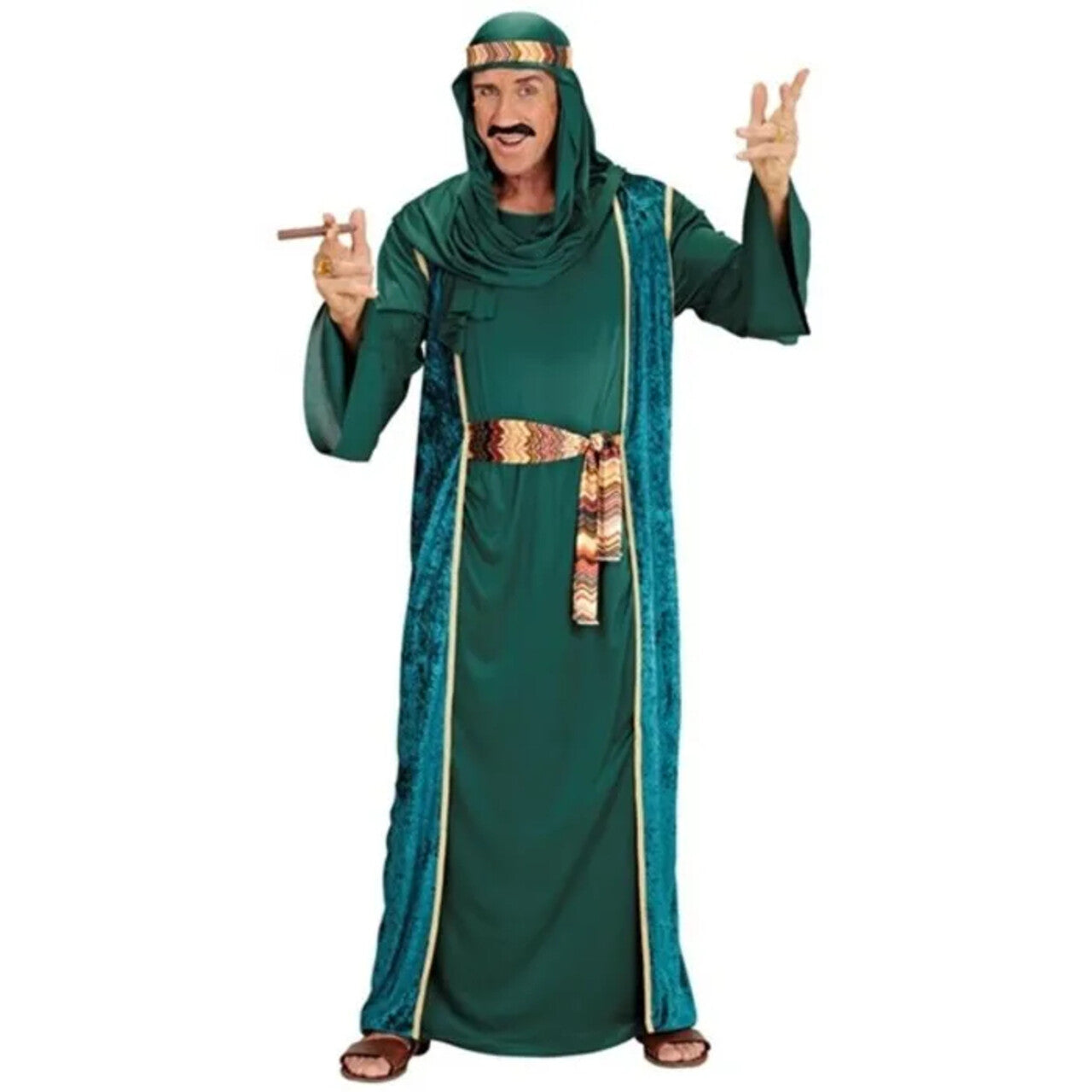 Op deze afbeelding zie je een Kostuums, van het merk Widmann. Olie Slimme Sjeik Groen Man Kostuum