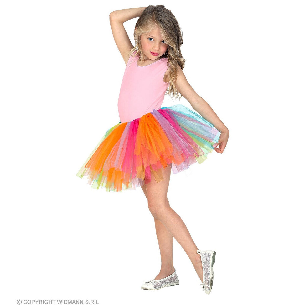 Op deze afbeelding zie je een Kostuums, van het merk Widmann. Fleurige Regenboog Ballet Tutu 30 Centimeter Meerkleurig Meisje