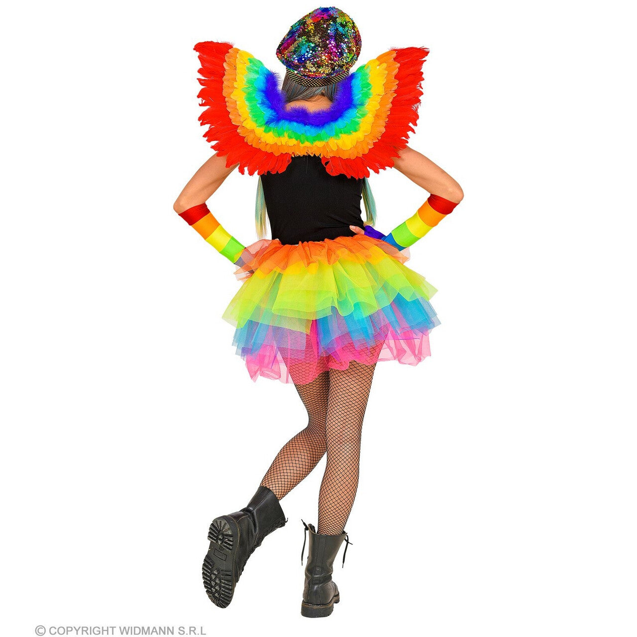 Op deze afbeelding zie je een Kostuums, van het merk Widmann. Meerlaagse Kleurrijke Tutu 45 Centimeter Regenboog Vrouw
