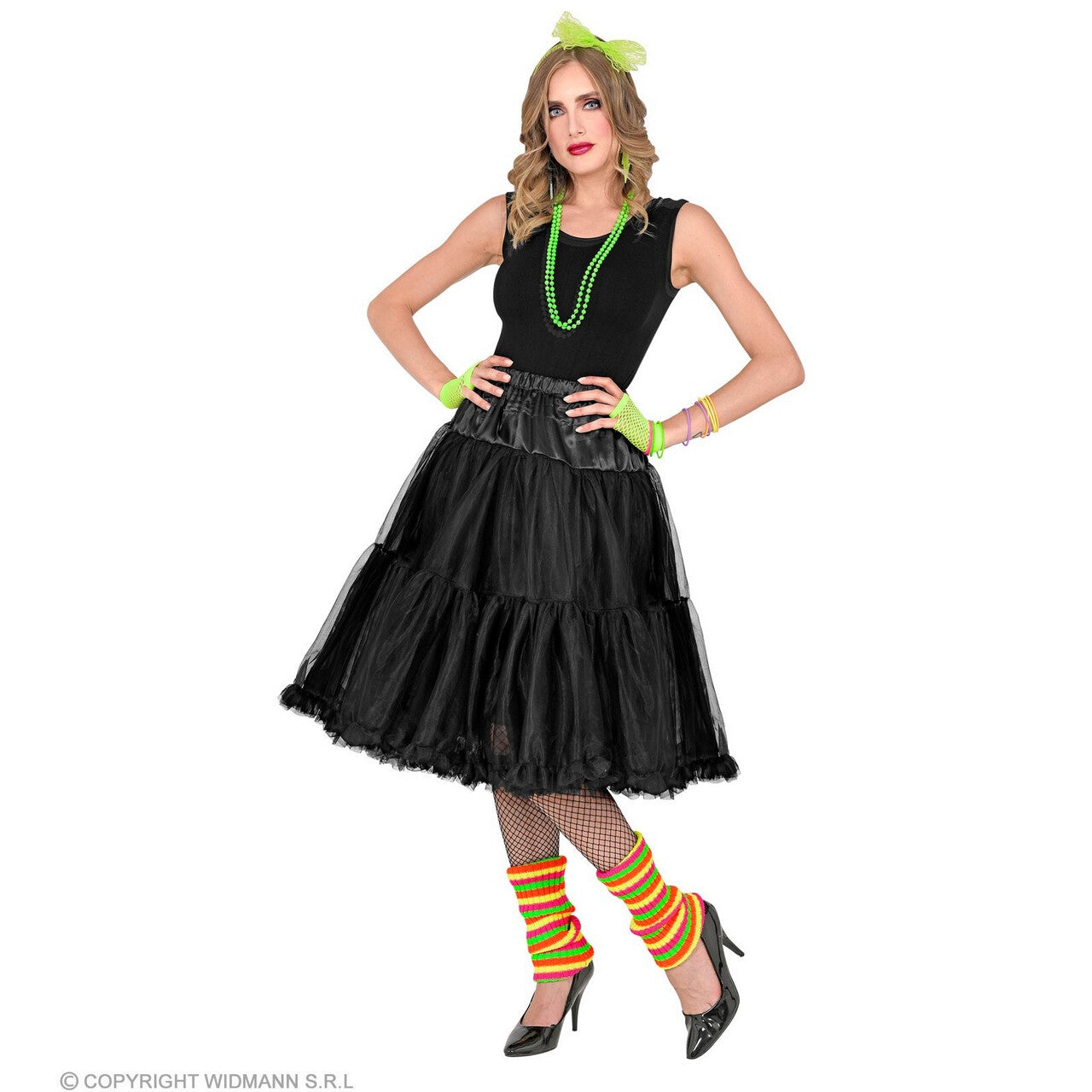 Op deze afbeelding zie je een Kostuums, van het merk Widmann. Knielange Tulle Rok Petticoat 65 Centimeter, Zwart Vrouw