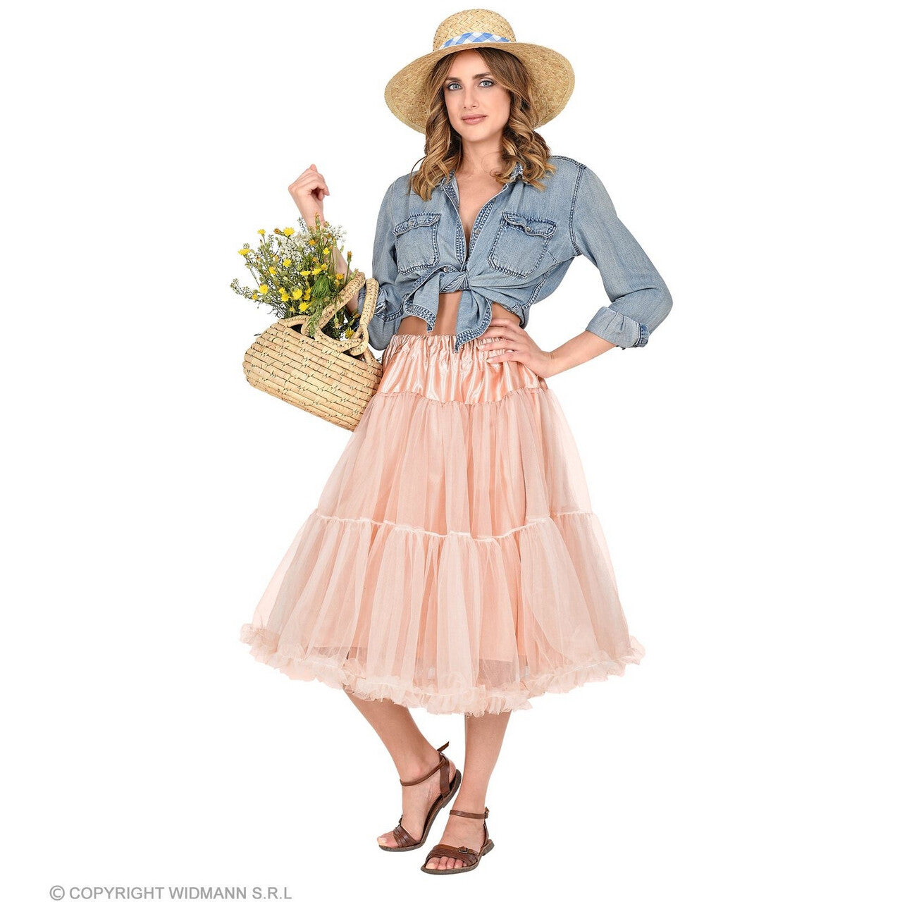 Op deze afbeelding zie je een Kostuums, van het merk Widmann. Knielange Tulle Rok Petticoat 65 Centimeter Antiek Rose Vrouw
