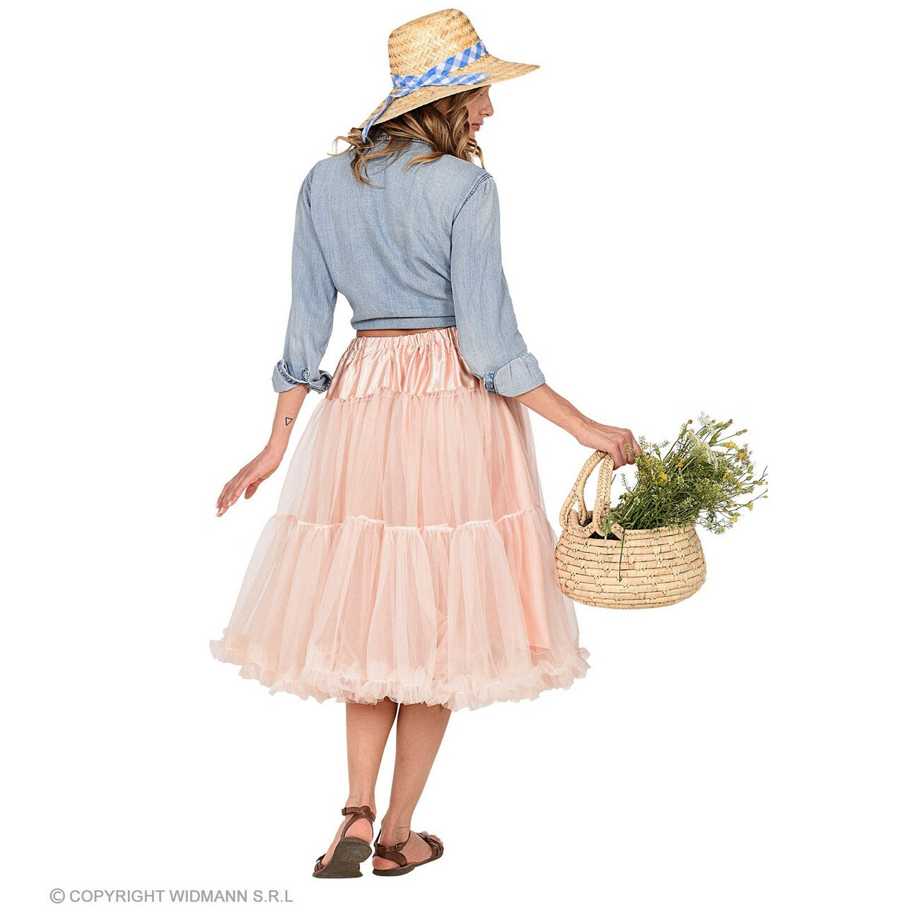Op deze afbeelding zie je een Kostuums, van het merk Widmann. Knielange Tulle Rok Petticoat 65 Centimeter Antiek Rose Vrouw