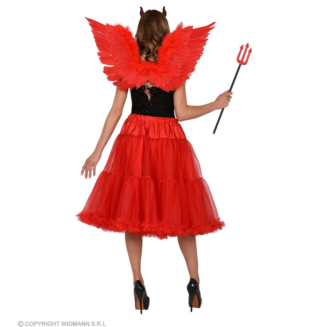 Op deze afbeelding zie je een Kostuums, van het merk Widmann. Knielange Rok Petticoat 65 Centimeter Rood Vrouw