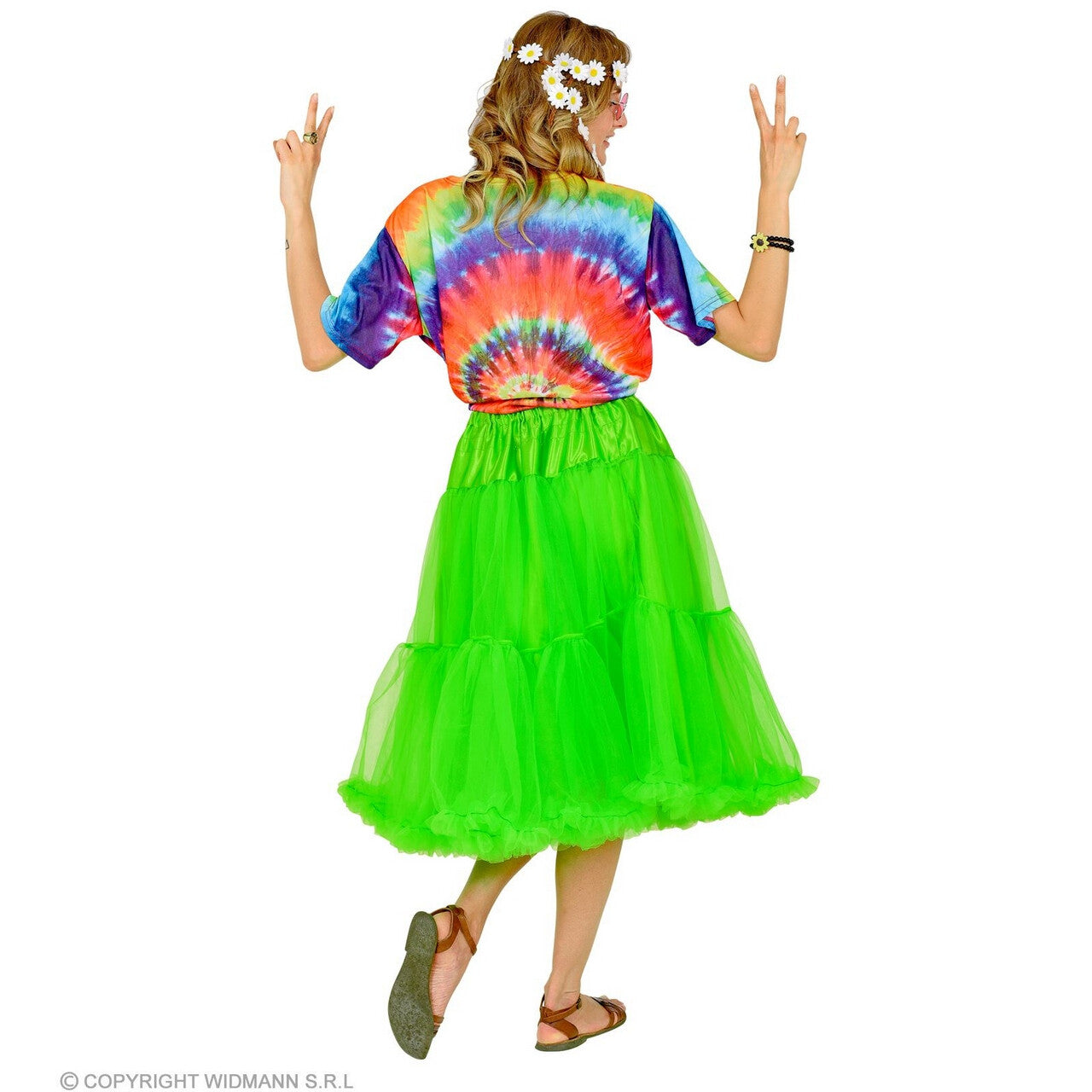 Op deze afbeelding zie je een Kostuums, van het merk Widmann. Knielange Tulle Rok Petticoat 65 Centimeter Groen Vrouw