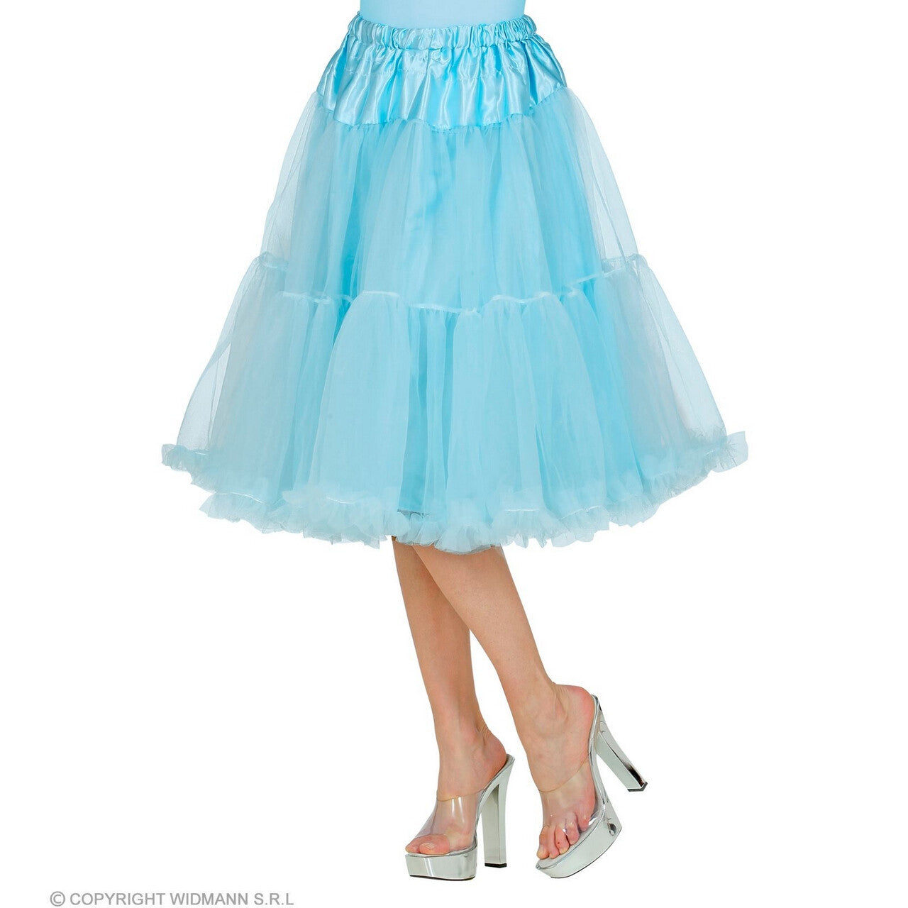 Op deze afbeelding zie je een Kostuums, van het merk Widmann. Knielange Tulle Rok Petticoat 65 Centimeter Lichtblauw Vrouw