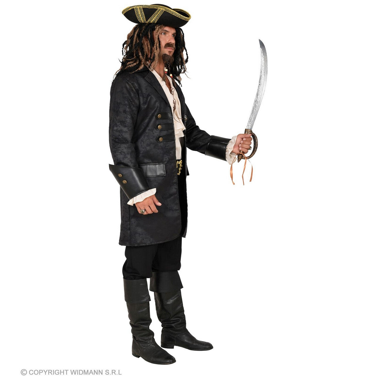 Op deze afbeelding zie je een Kostuums, van het merk Widmann. Lederlook Steampunk Piraat Jas Serano Man