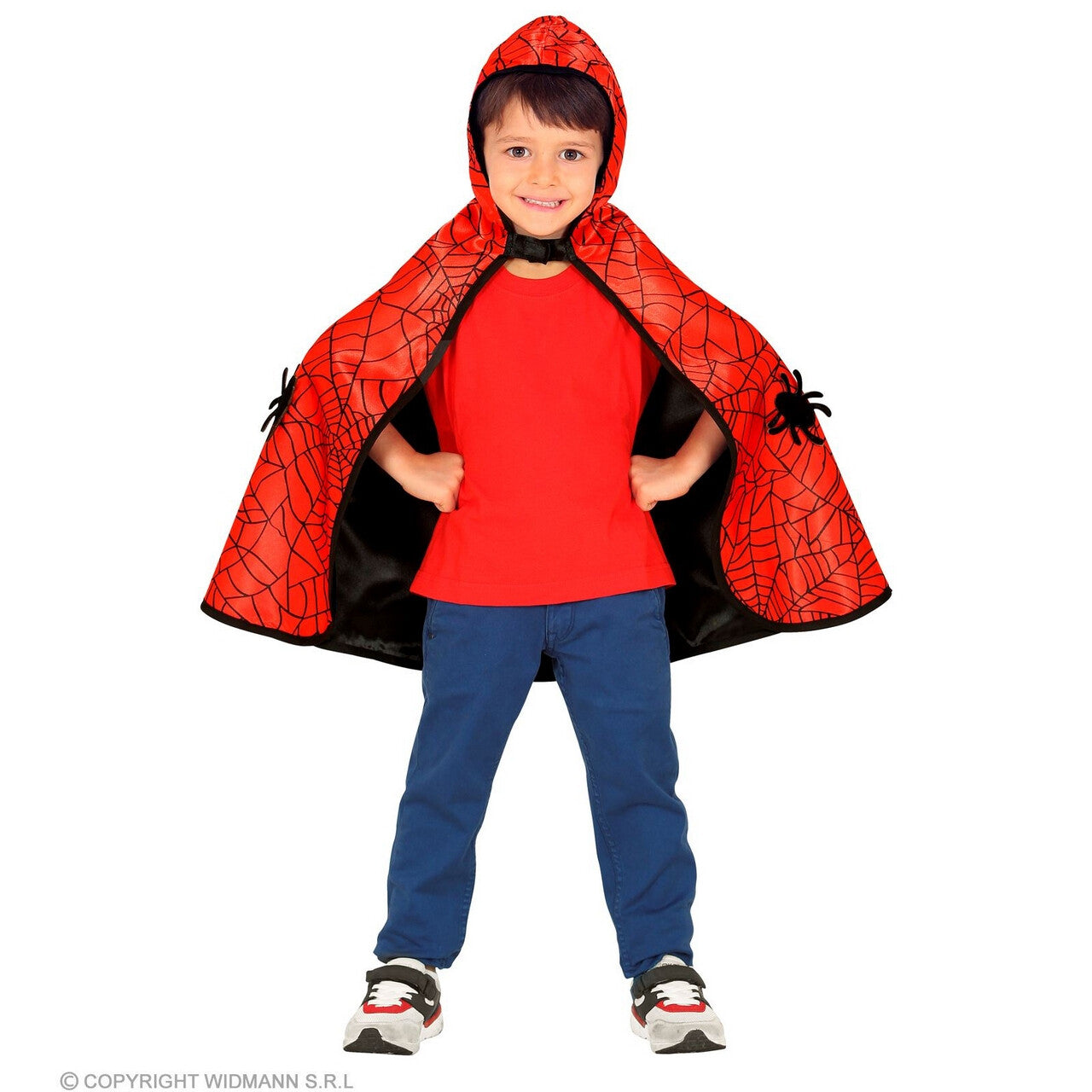 Op deze afbeelding zie je een Kostuums, van het merk Widmann. Batman Of Spiderman Omkeerbare Cape Kind
