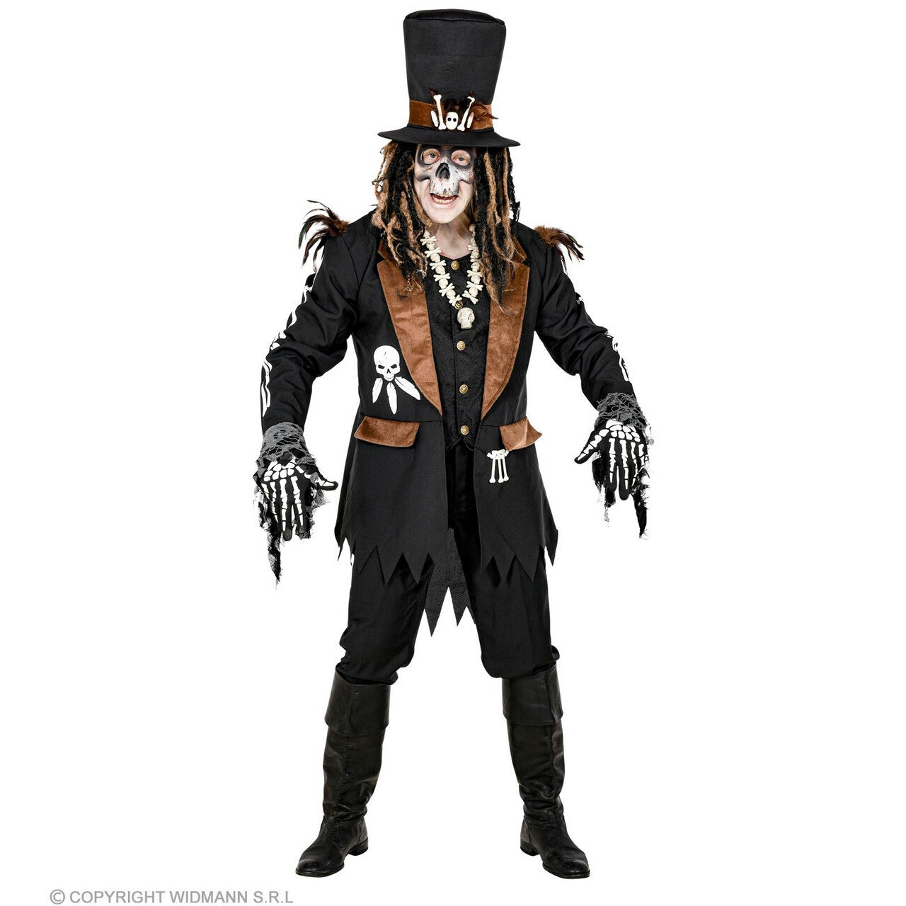 Op deze afbeelding zie je een Kostuums, van het merk Widmann. Zwarte Magie Houngan Voodoo Man Kostuum