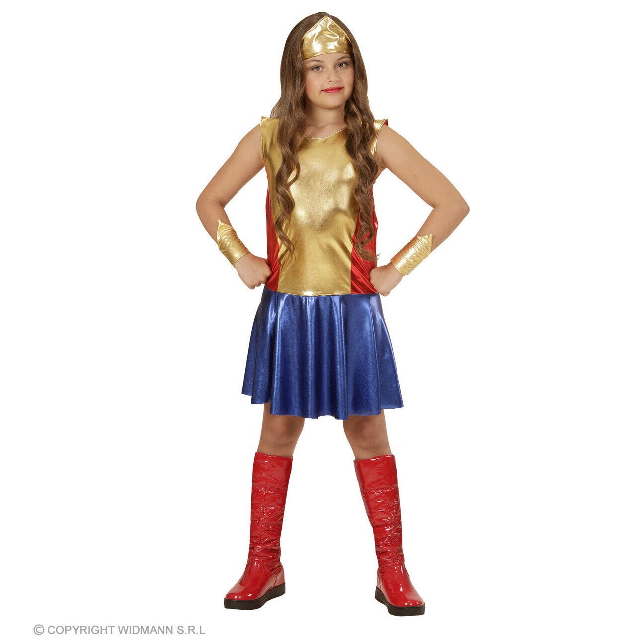 Op deze afbeelding zie je een Kostuums, van het merk Widmann. Wonder Girl Superheldin Meisje Kostuum