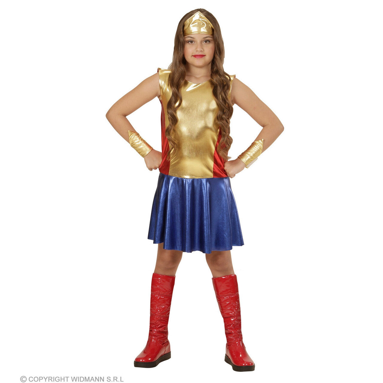 Op deze afbeelding zie je een Kostuums, van het merk Widmann. Wonder Girl Superheldin Meisje Kostuum