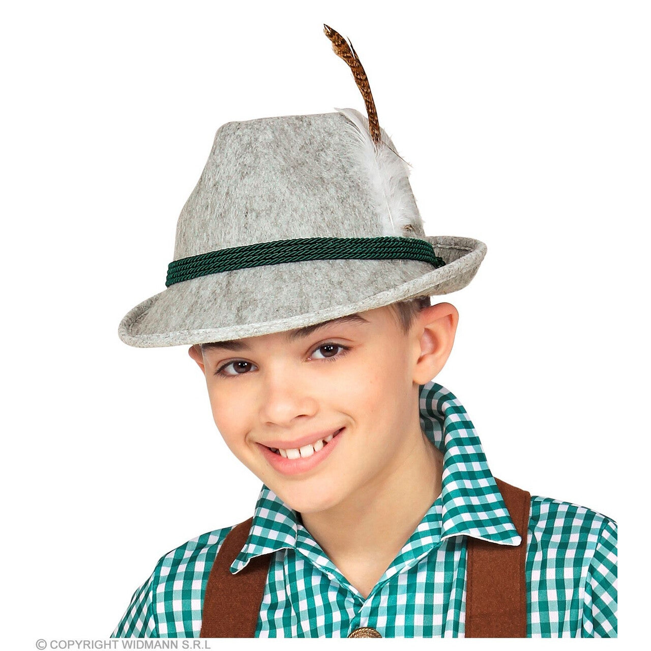 Op deze afbeelding zie je een Accessoires, van het merk Widmann. Jonge Anton Fedora Hoed Met Veer