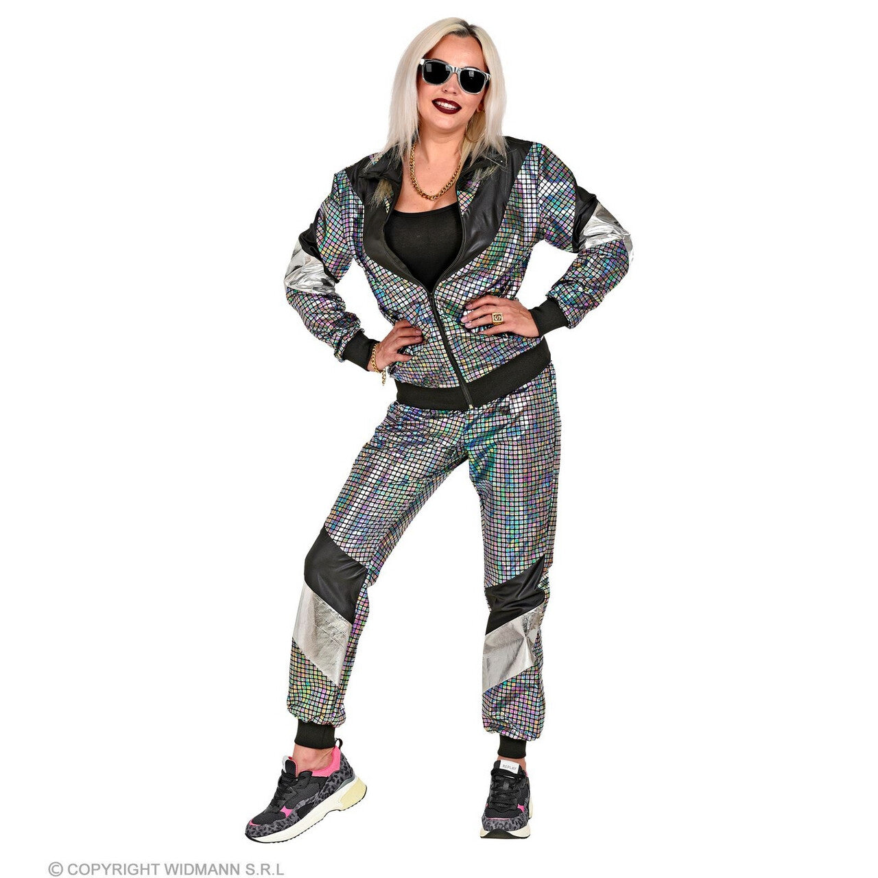 Op deze afbeelding zie je een Kostuums, van het merk Widmann. Spaceman Disco Bal Jaren 80 Kostuum