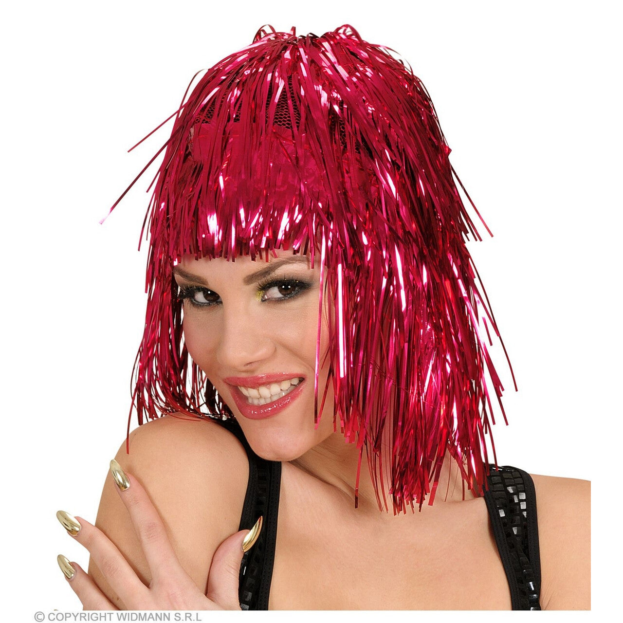 Op deze afbeelding zie je een Accessoires, van het merk Widmann. Rood Feesthaar Disco Pruik