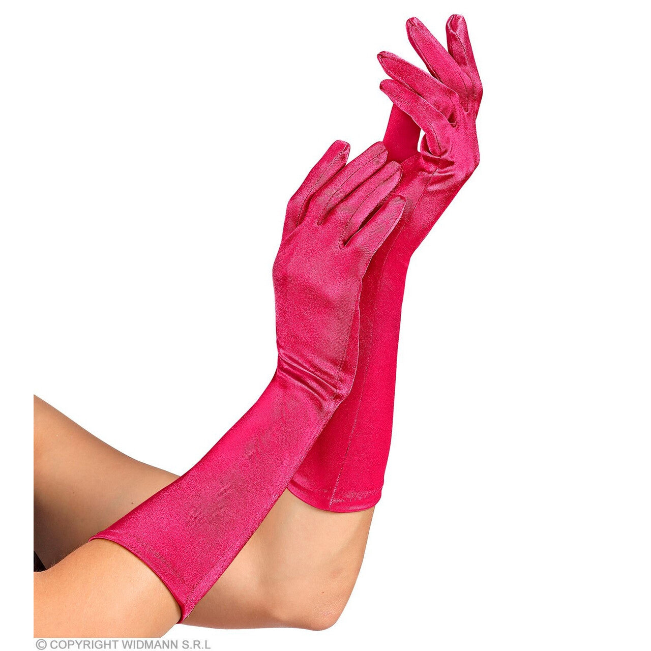 Op deze afbeelding zie je een Accessoires, van het merk Widmann. Elegante Handschoenen Satijn Elastaan 40 Centimeter Roze