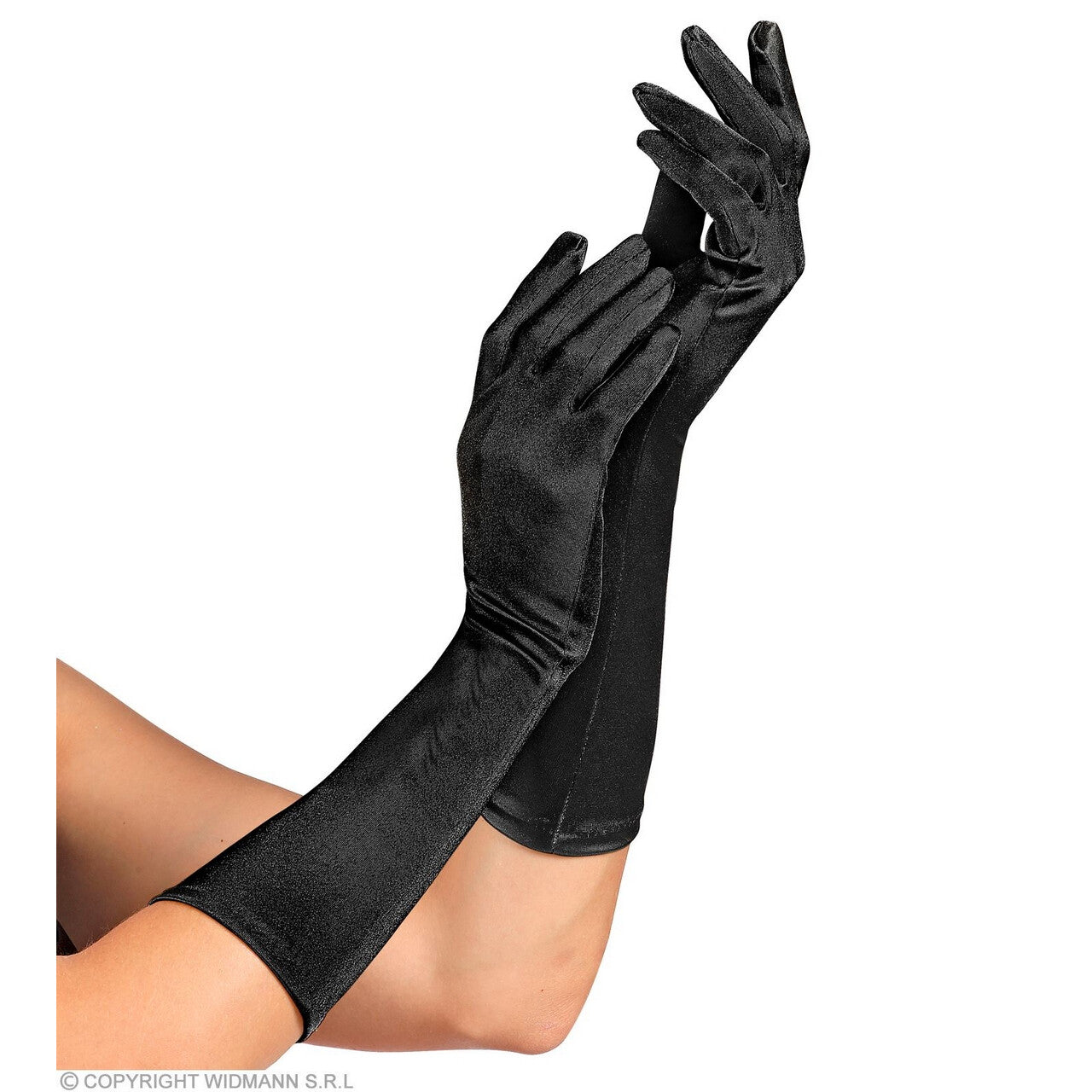 Op deze afbeelding zie je een Accessoires, van het merk Widmann. Elegante Handschoenen Satijn Elastaan 40 Centimeter Zwart