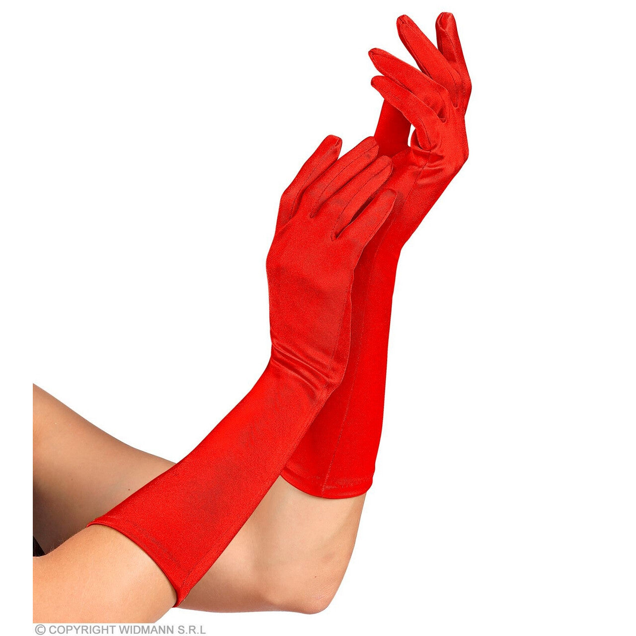 Op deze afbeelding zie je een Accessoires, van het merk Widmann. Elegante Handschoenen Satijn Elastaan 40 Centimeter Rood