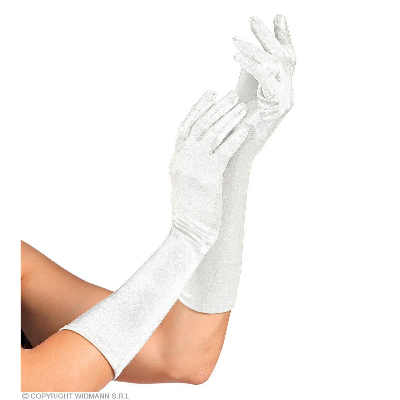 Op deze afbeelding zie je een Accessoires, van het merk Widmann. Elegante Handschoenen Satijn Elastaan 40 Centimeter Wit