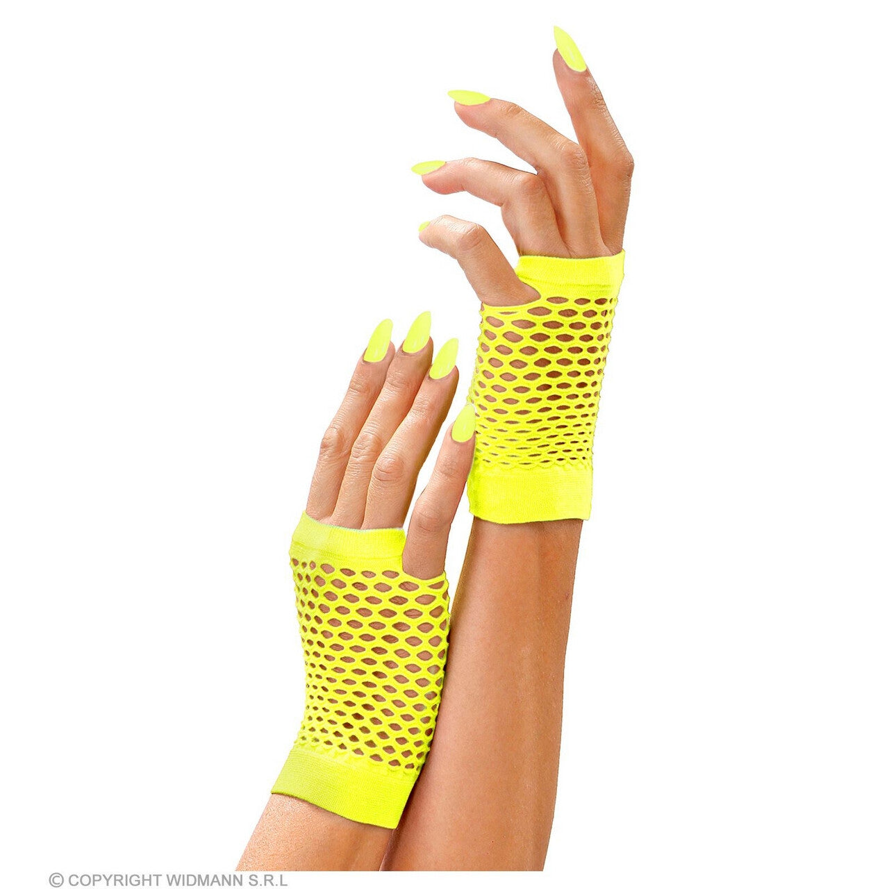 Op deze afbeelding zie je een Accessoires, van het merk Widmann. Vingerloze Handschoenen Kort Neon Geel