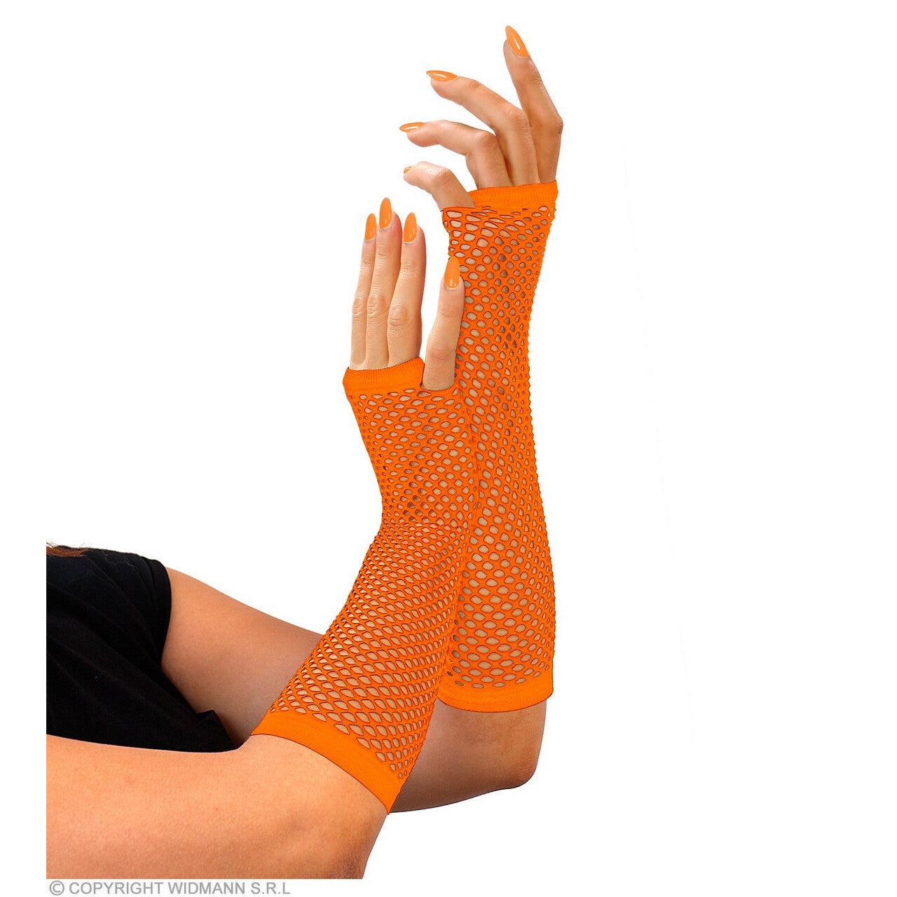 Op deze afbeelding zie je een Accessoires, van het merk Widmann. Vingerloze Handschoenen Lang Neon Oranje