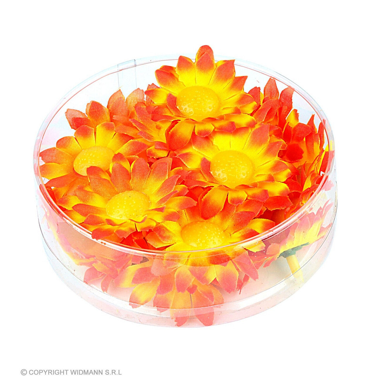 Op deze afbeelding zie je een Decoratie, van het merk Widmann. Decoratie Madeliefjes Oranje / Geel Bloemenzee