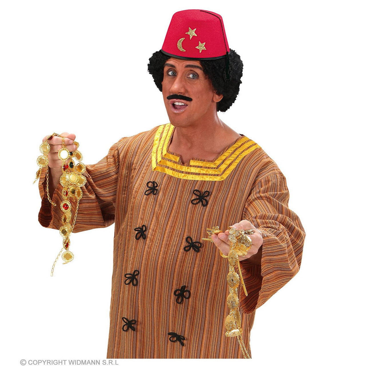 Op deze afbeelding zie je een Accessoires, van het merk Widmann. Fez Vilt Rood Met Maan En Sterren