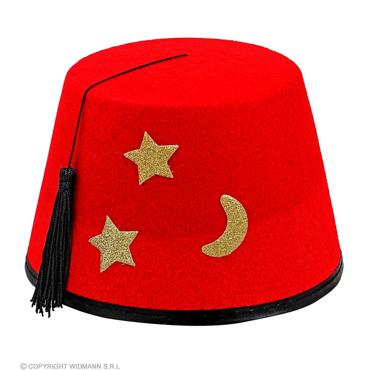 Op deze afbeelding zie je een Accessoires, van het merk Widmann. Fez Vilt Rood Met Maan En Sterren