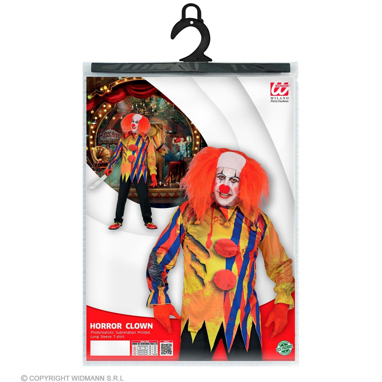 Op deze afbeelding zie je een Kostuums, van het merk Widmann. Lugubere Enge Clown Gerry Man