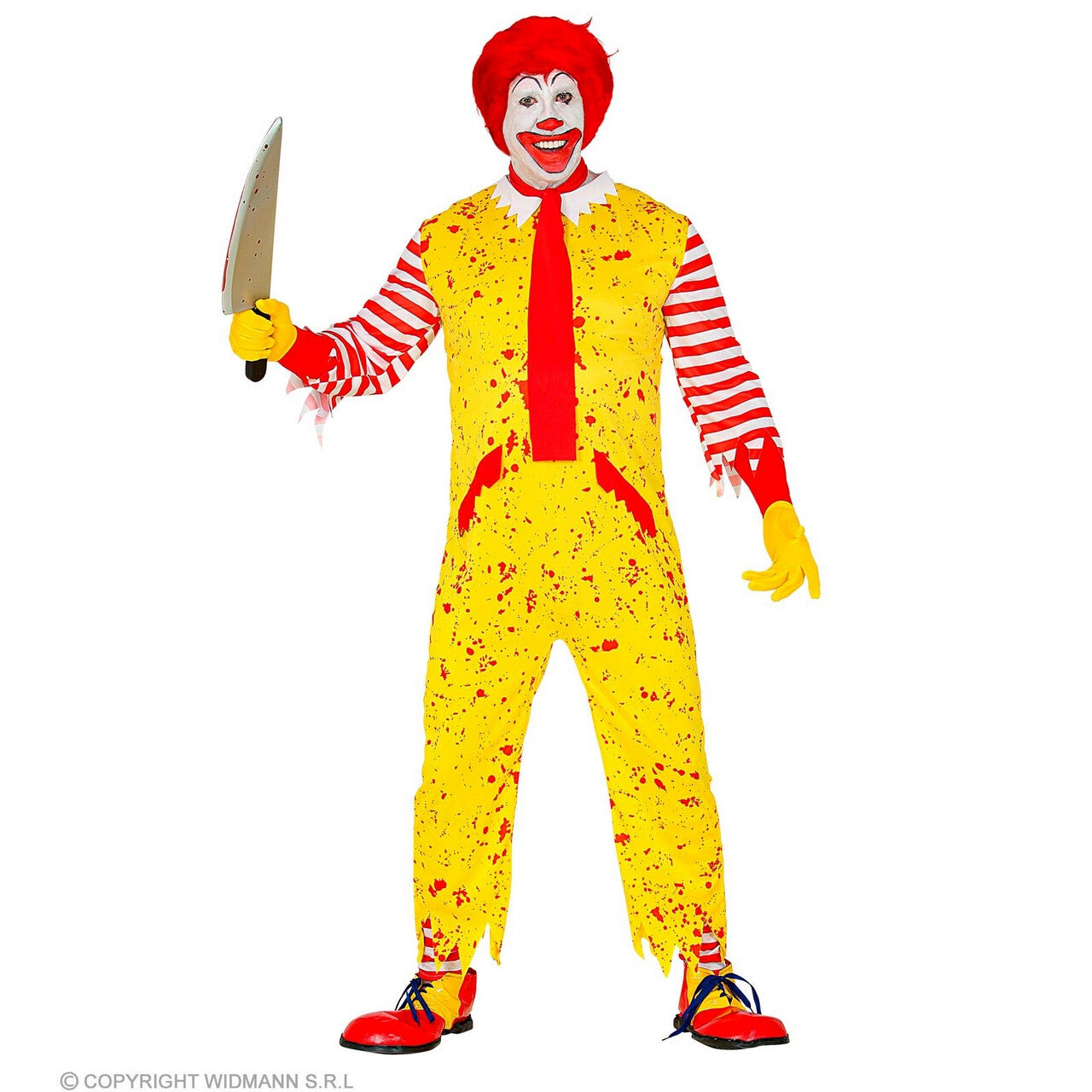 Op deze afbeelding zie je een Kostuums, van het merk Widmann. Mckiller Fastfood Clown Man Kostuum