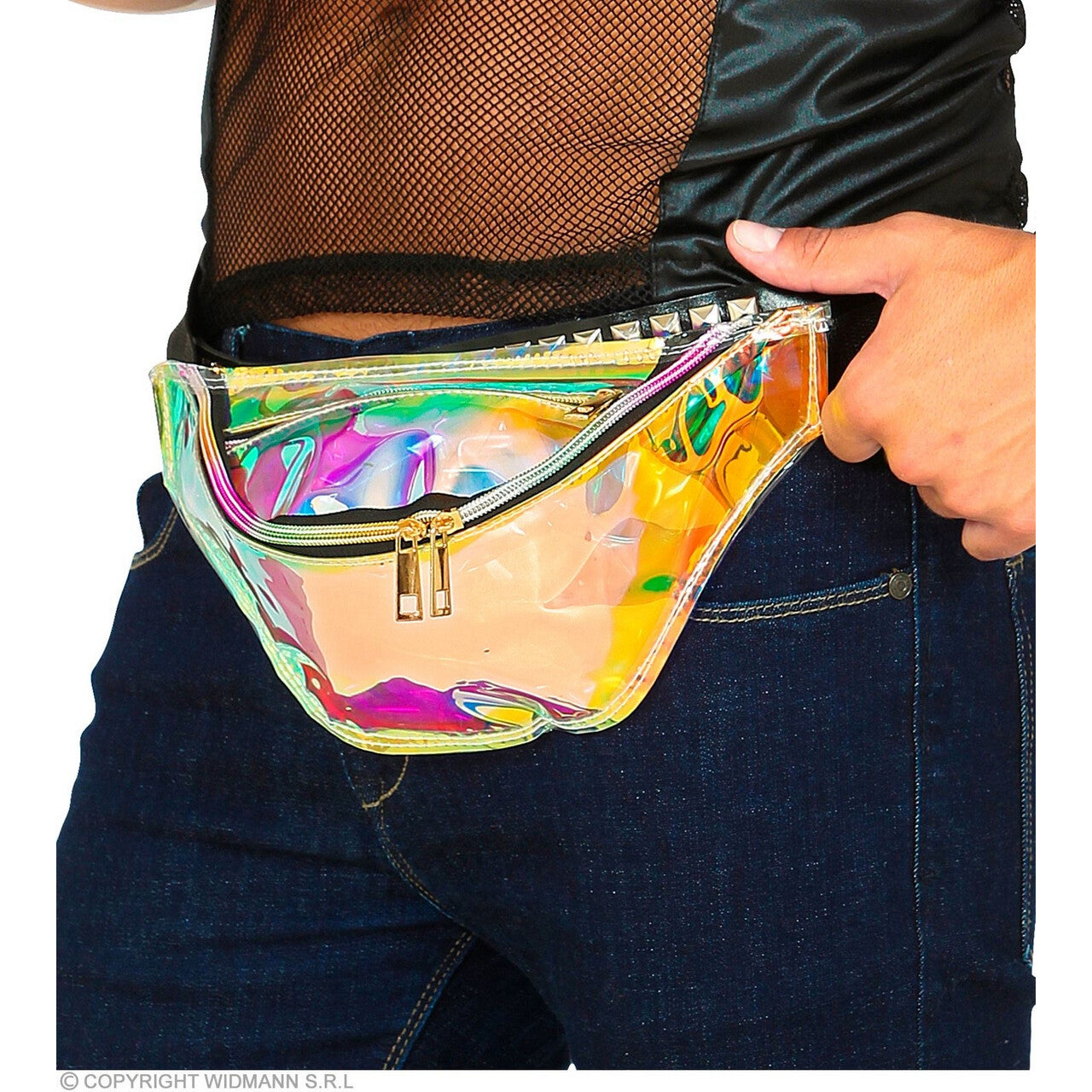 Op deze afbeelding zie je een Accessoires, van het merk Widmann. Jaren 80 Holografisch Heuptasje