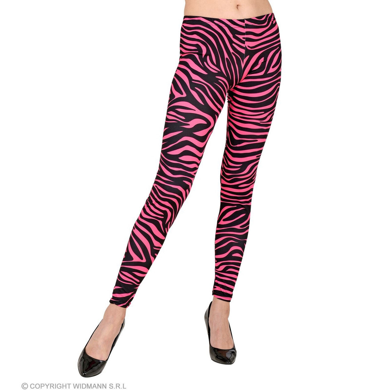 Op deze afbeelding zie je een Kostuums, van het merk Widmann. 80s Legging Rockster Popster Neon Roze Vrouw