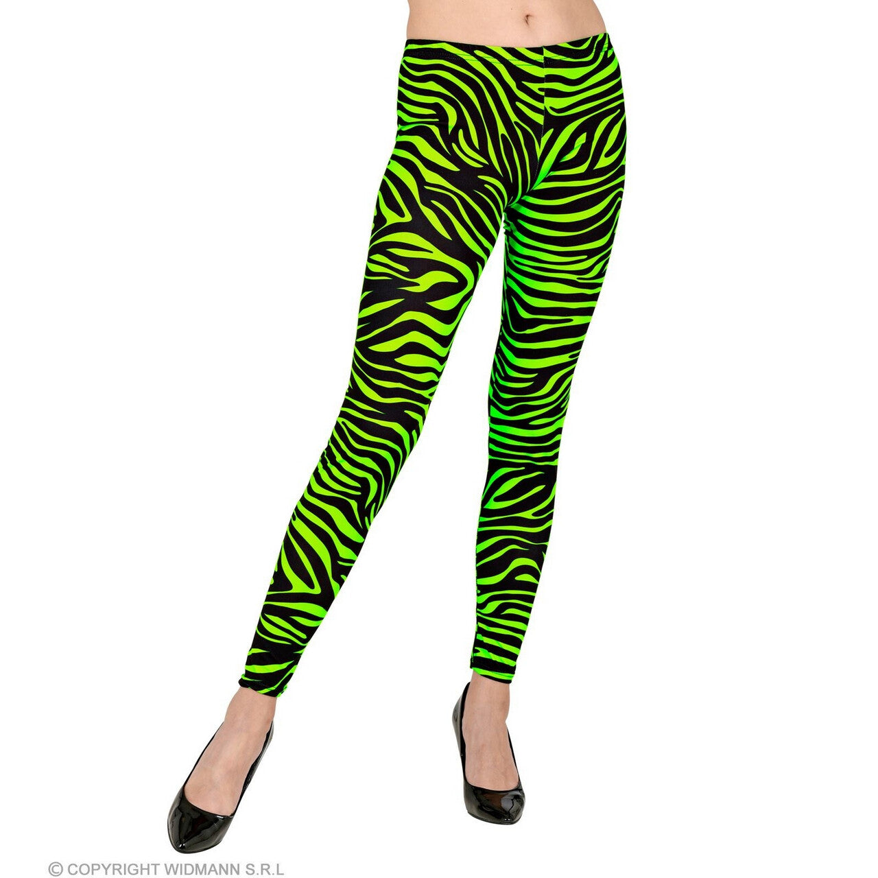Op deze afbeelding zie je een Kostuums, van het merk Widmann. 80s Legging Kate Neon Groen Vrouw