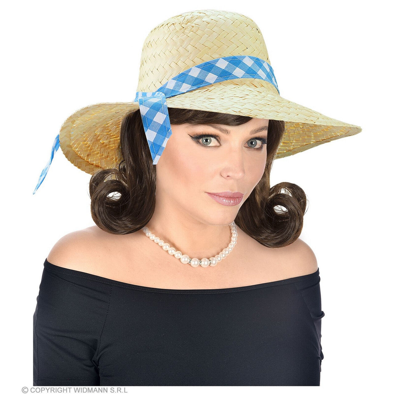 Op deze afbeelding zie je een Accessoires, van het merk Widmann. Deftige Strohoed Met Blauw Lint Lindsey