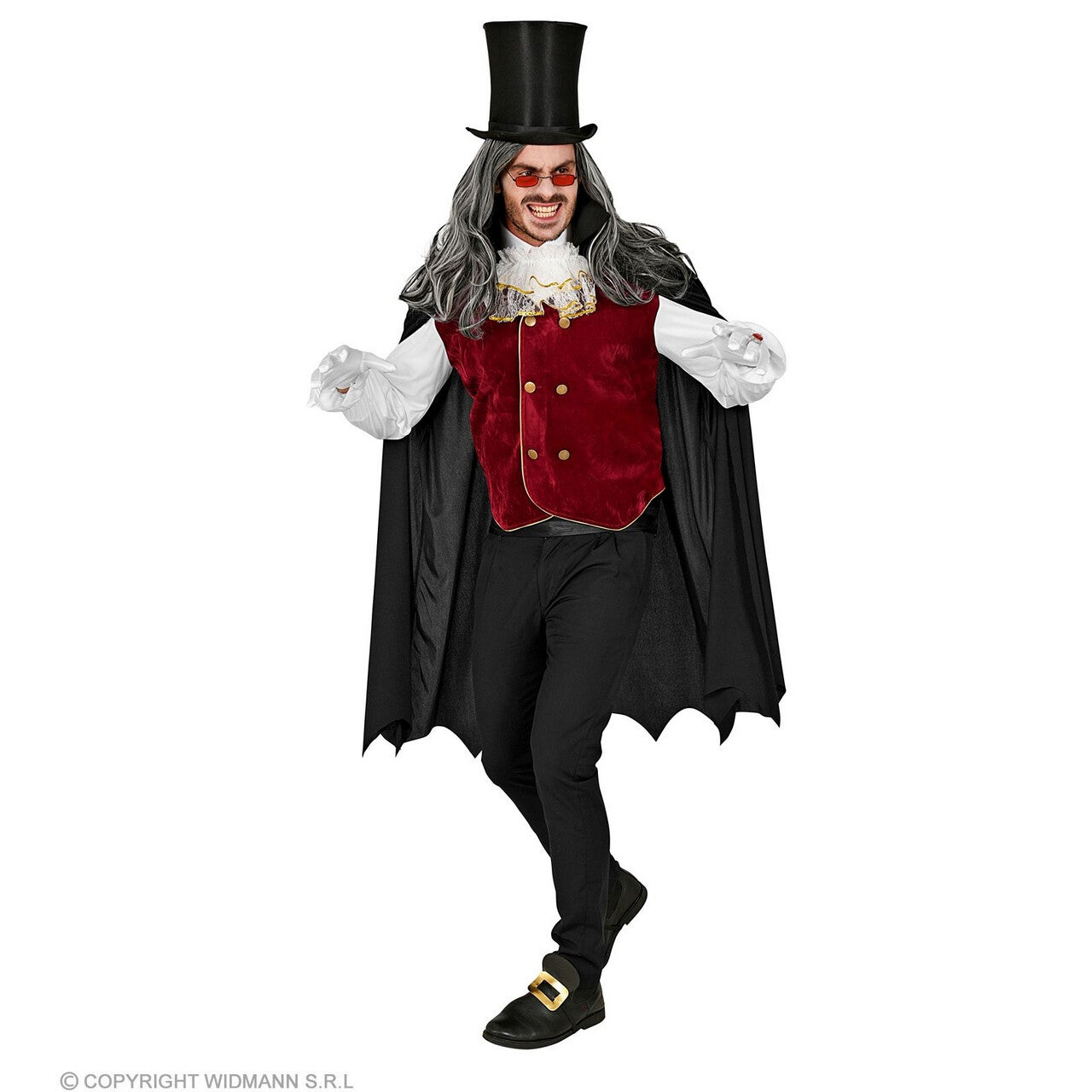 Op deze afbeelding zie je een Kostuums, van het merk Widmann. Valentino Vampiro Bloedjager Man Kostuum
